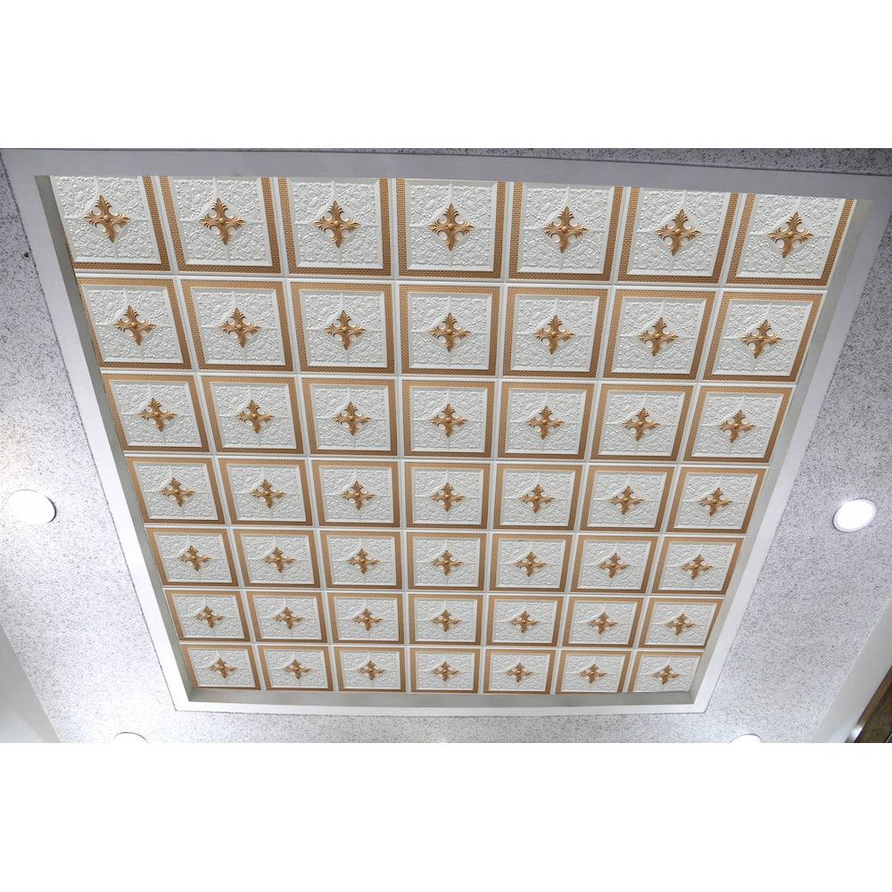 Falkirk Perth 2 ft. x 2 ft. Glue Up or Lay In Ceiling Panel in Pearl White Gold (10-Pack)