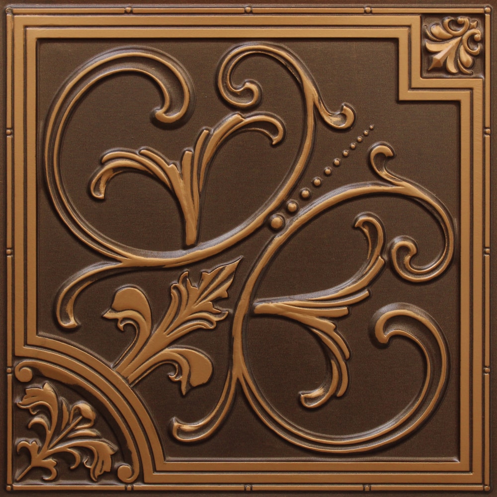 Falkirk Perth 2 ft. x 2 ft. Antique Gold Botanical Ceiling Panel Glue Up or Lay In (10-Pack)