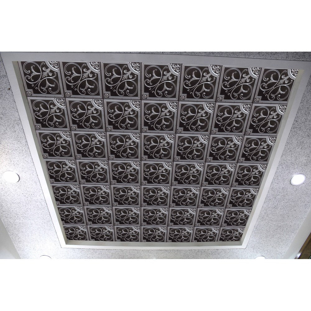 Falkirk Perth 2 ft. x 2 ft. Antique Silver Botanical Ceiling Panel Glue Up or Lay In (10-Pack)