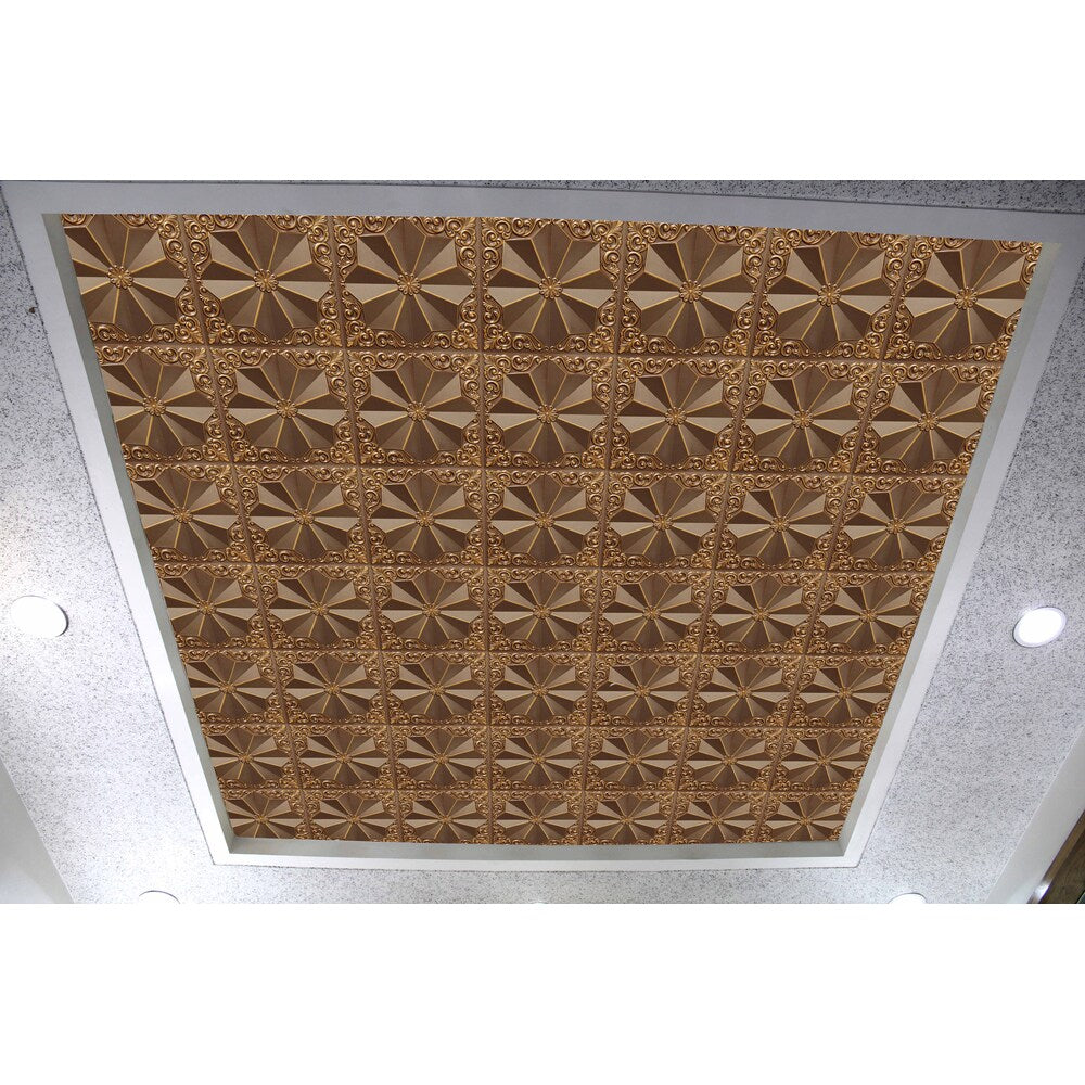 Falkirk Perth 2 ft. x 2 ft. Glue Up or Lay In Floral Ceiling Panel in Antique Gold (10-Pack)
