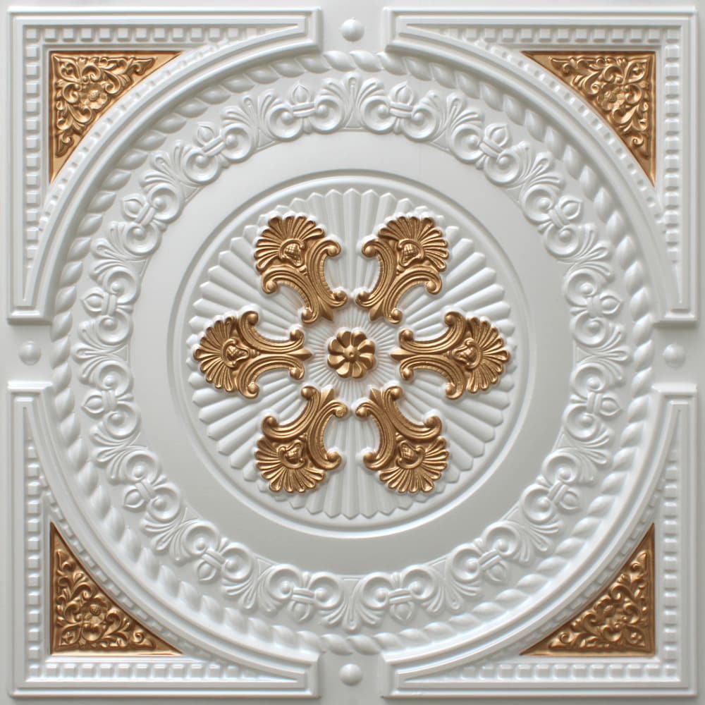 Falkirk Perth 2 ft. x 2 ft. Glue Up or Lay In Ceiling Panel in Pearl White-Gold (25-Pack)