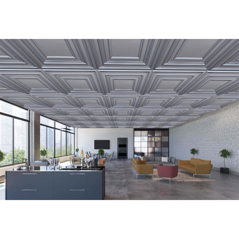 Falkirk Perth 2 ft. x 2 ft. Glue Up or Lay In Square Ceiling Panel in Pearl White (25-Pack)