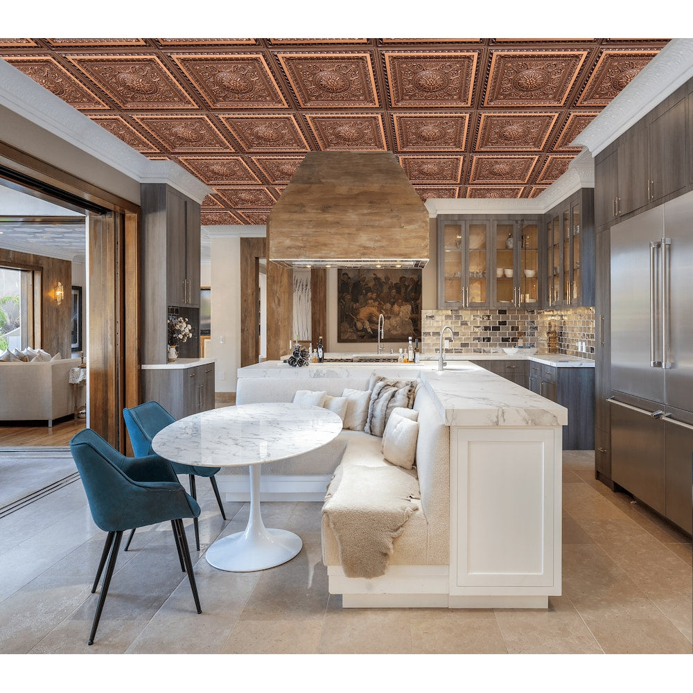 Falkirk Perth 2 ft. x 2 ft. Antique Copper Floral Ceiling Panel Glue Up or Lay In (25-Pack)