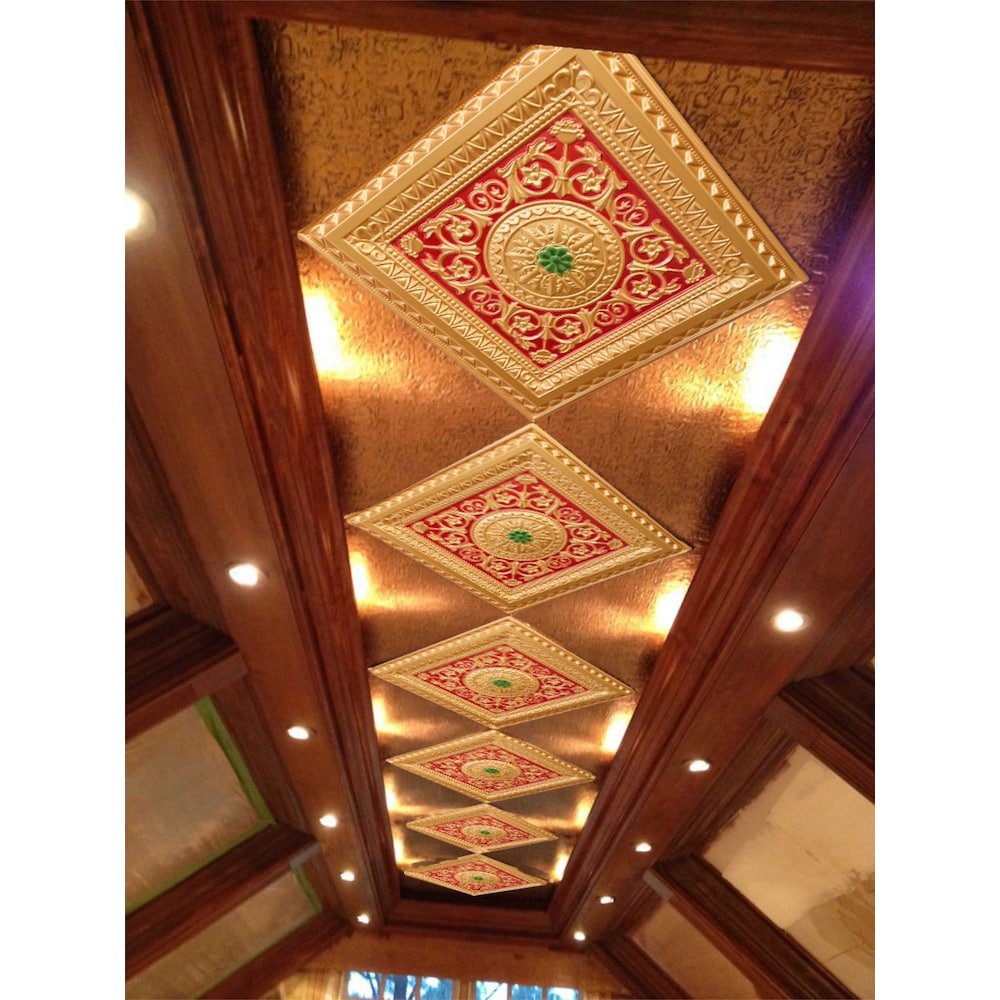 Falkirk Perth 2 ft. x 2 ft. Glue Up or Lay In Ceiling Panel in Gold-Red-Green (25-Pack)