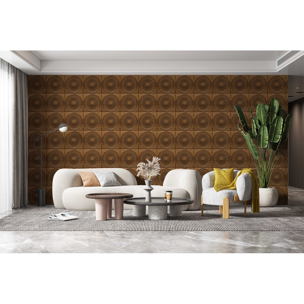 Falkirk Perth 2 ft. x 2 ft. Floral Antique Gold Ceiling Panel Glue Up or Lay In (25-Pack)