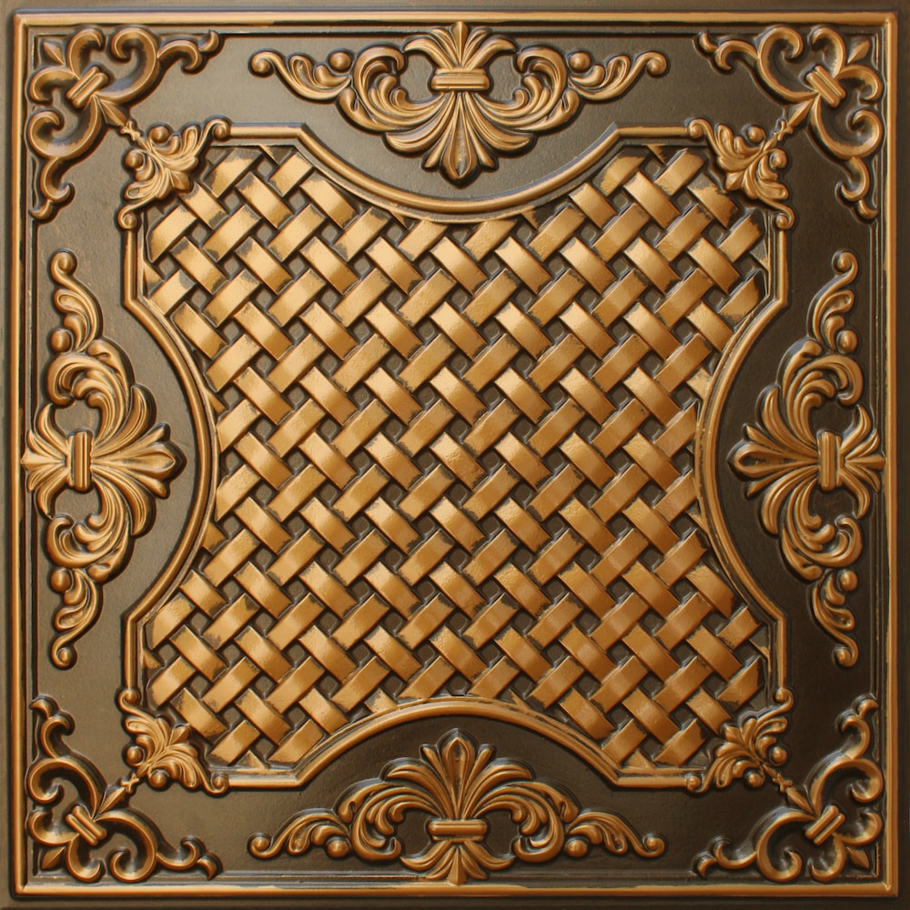 Falkirk Perth 2 ft. x 2 ft. Traditional Glue Up or Lay In Ceiling Panel in Antique Gold (25-Pack)