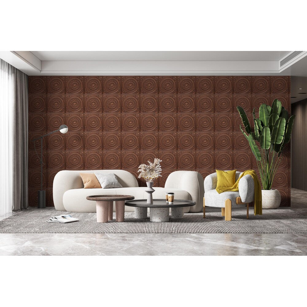 Falkirk Perth 2 ft. x 2 ft. Glue Up or Lay In Transitional Ceiling Panel in Antique Copper (25-Pack)