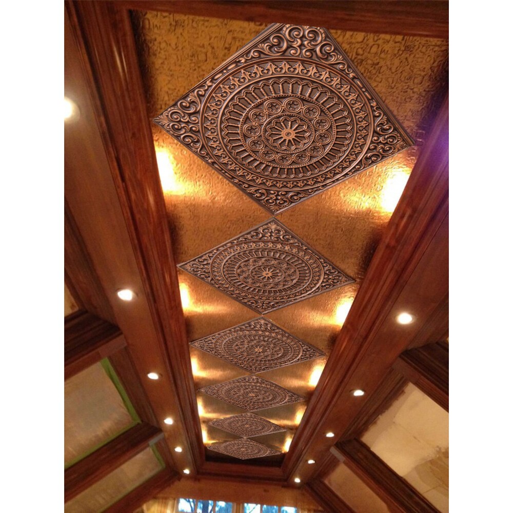 Falkirk Perth 2 ft. x 2 ft. Glue Up or Lay In Transitional Ceiling Panel in Antique Copper (25-Pack)