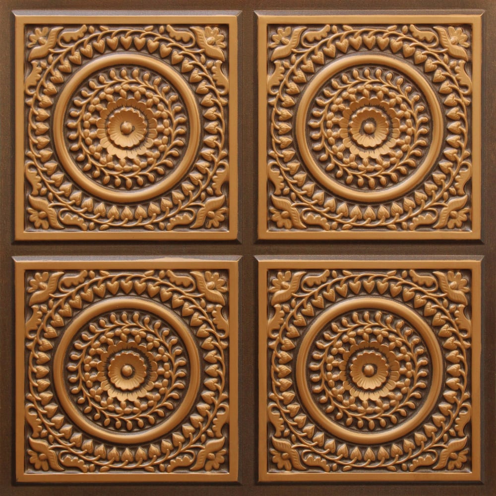 Falkirk Perth 2 ft. x 2 ft. Antique Gold Glue Up Ceiling Panel Patchwork (25-Pack)