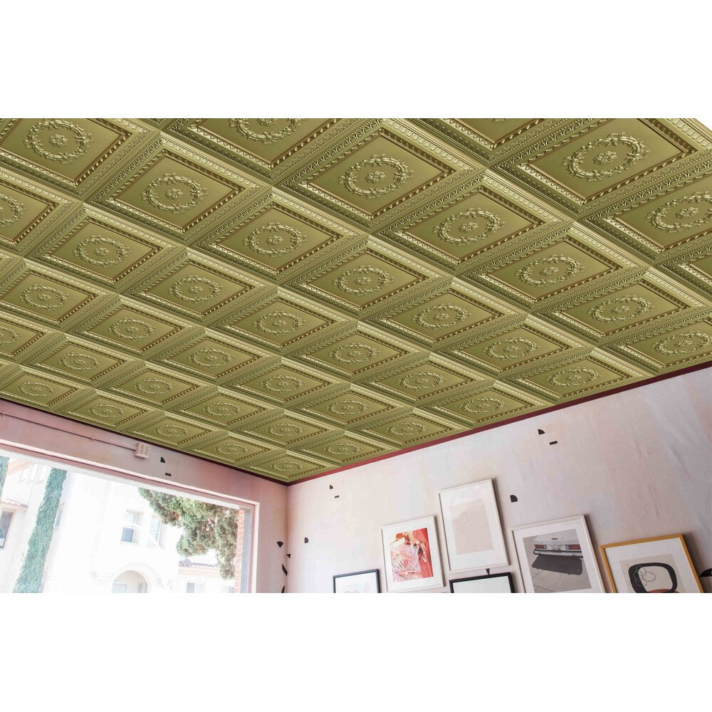 Falkirk Perth 2 ft. x 2 ft. Glue Up or Lay In Ceiling Panel in Brass (25-Pack)