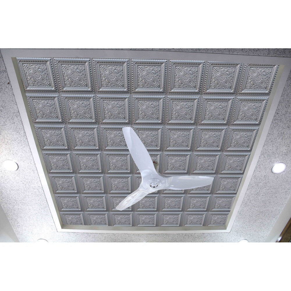 Falkirk Perth 2 ft. x 2 ft. Glue Up or Lay In Floral Ceiling Panel in Silver (50-Pack)
