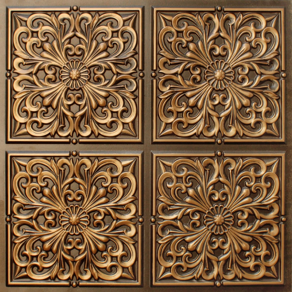 Falkirk Perth 2 ft. x 2 ft. Patchwork Glue Up Ceiling Panel in Antique Gold (50-Pack)