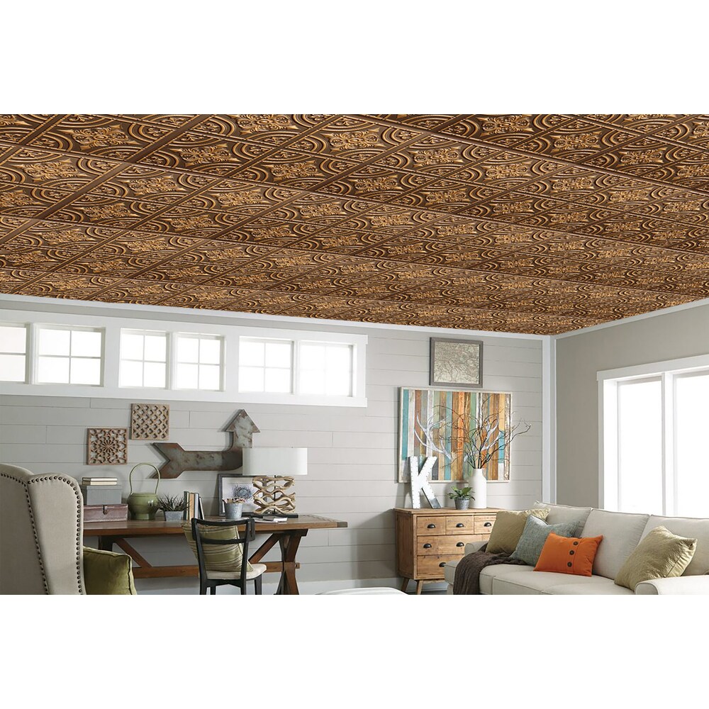 Falkirk Perth 2 ft. x 2 ft. Patchwork Antique Gold Ceiling Panel Glue Up (50-Pack)