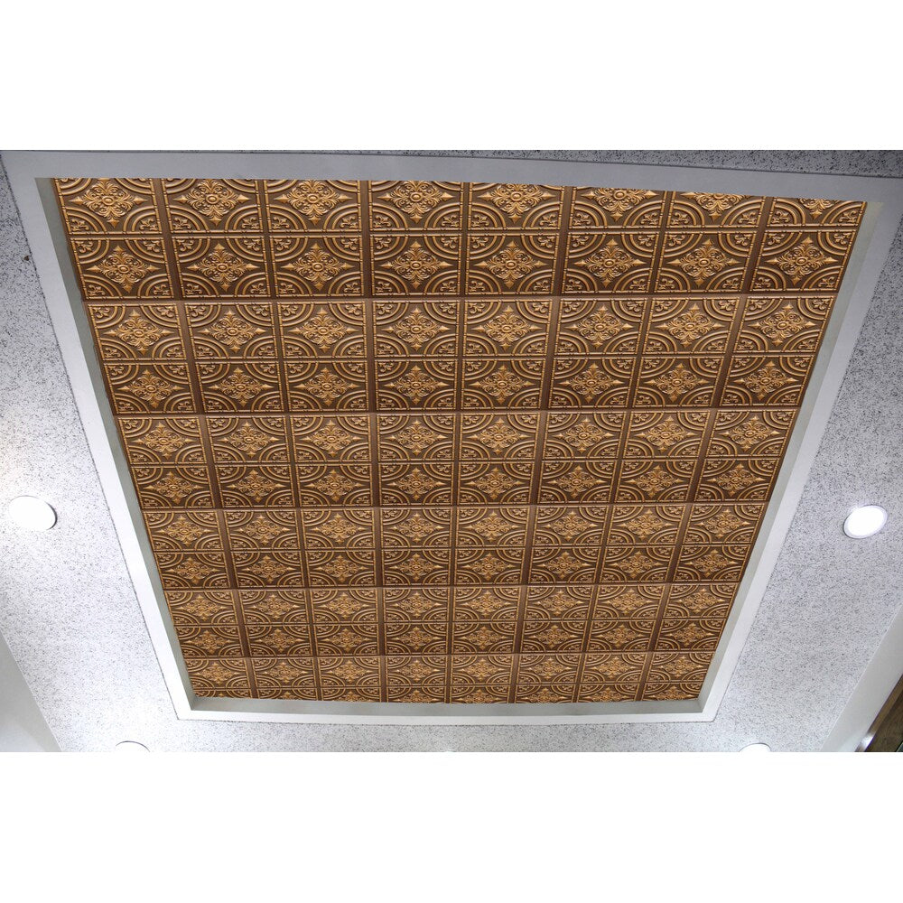 Falkirk Perth 2 ft. x 2 ft. Patchwork Antique Gold Ceiling Panel Glue Up (50-Pack)