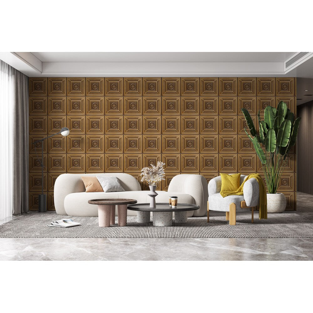 Falkirk Perth 2 ft. x 2 ft. Glue Up or Lay In Botanical Ceiling Panel in Antique Gold (50-Pack)