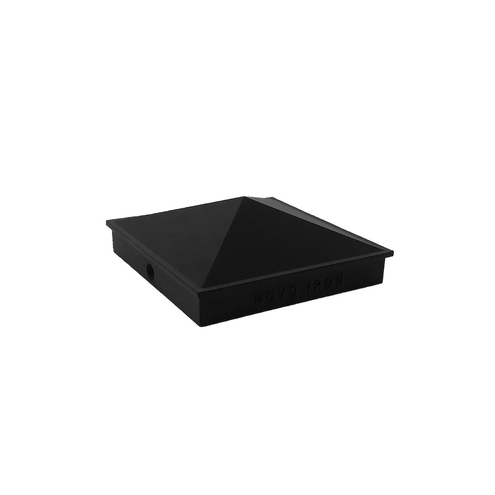 5 in. x 5 in. Black Aluminum Ornamental Pyramid Post Cap