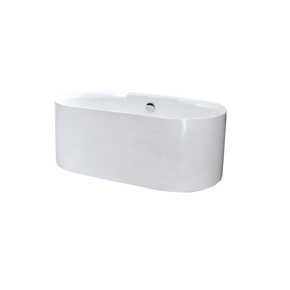 Baignoire autoportante ovale en acrylique Jules de 5,5 pi avec drain central en blanc