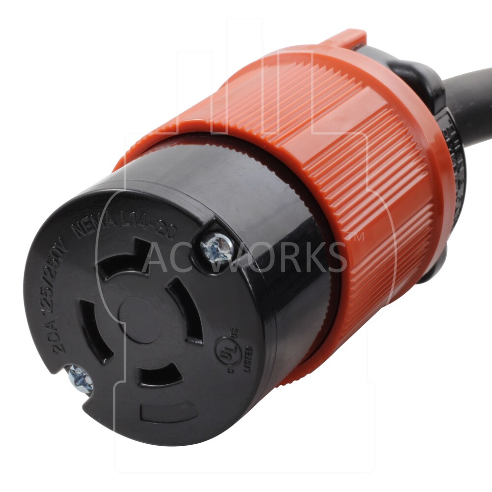100ft SOOW 12/4 NEMA L14-20 20A 125/250V Generator Rubber Extension Cord