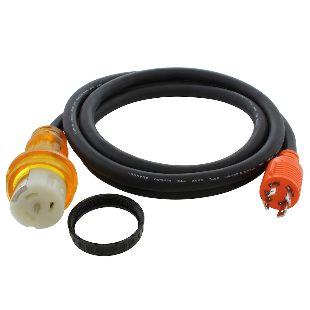 25ft L14-30P 30A 4-Prong Locking Plug to CS6364 50A Connector Temp Power Cord