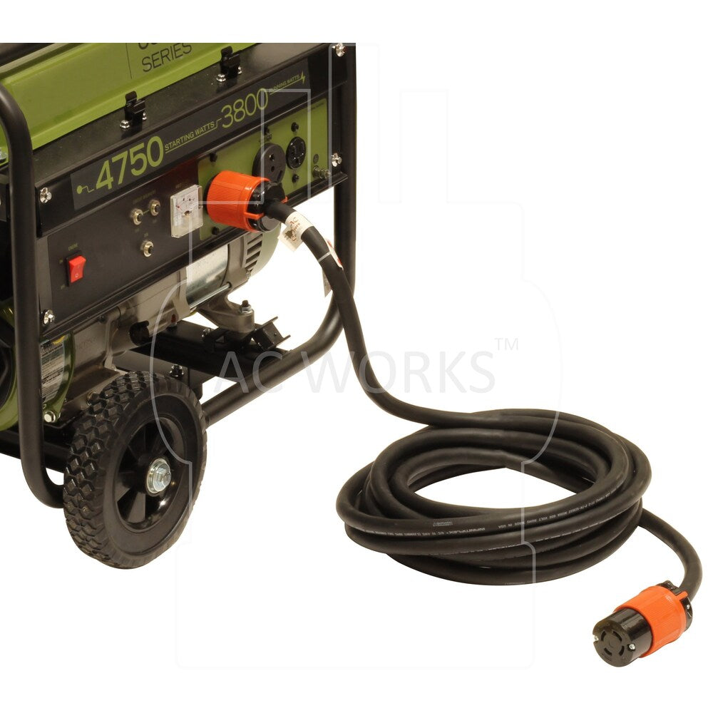 25ft 10/4 SOOW NEMA L14-30 30A 125/250V Generator Rubber Extension Cord