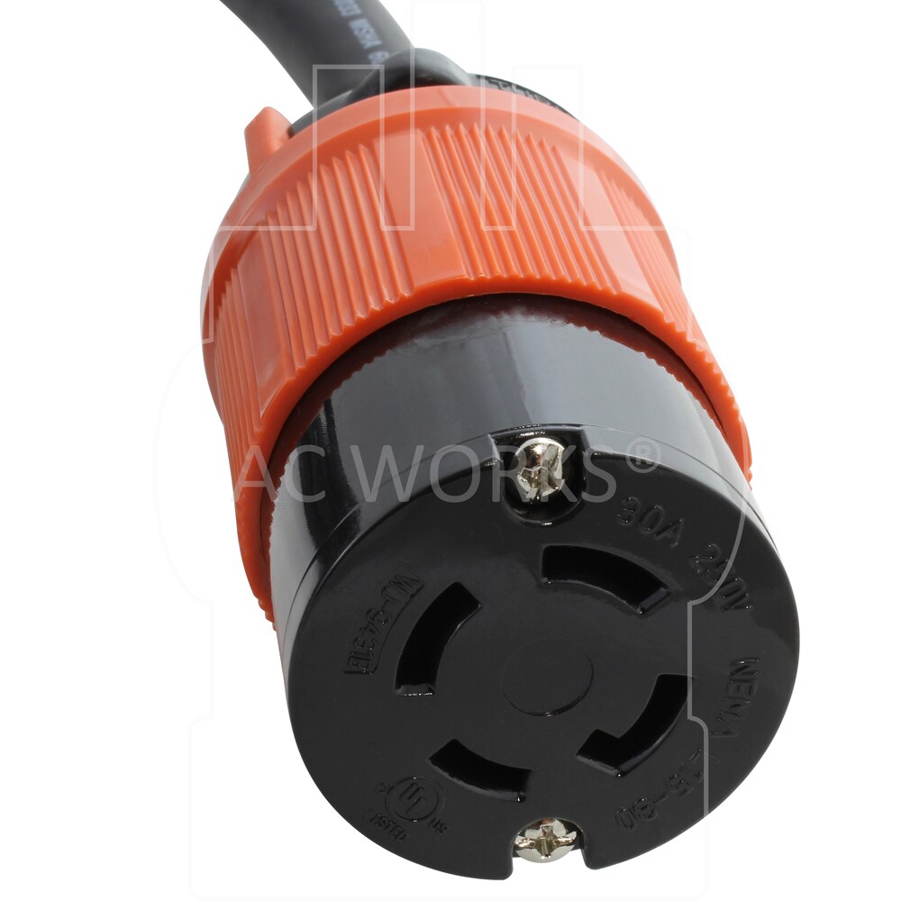 25ft SOOW 10/4 NEMA L15-30 30A 3-Phase 250V Industrial Rubber Extension Cord