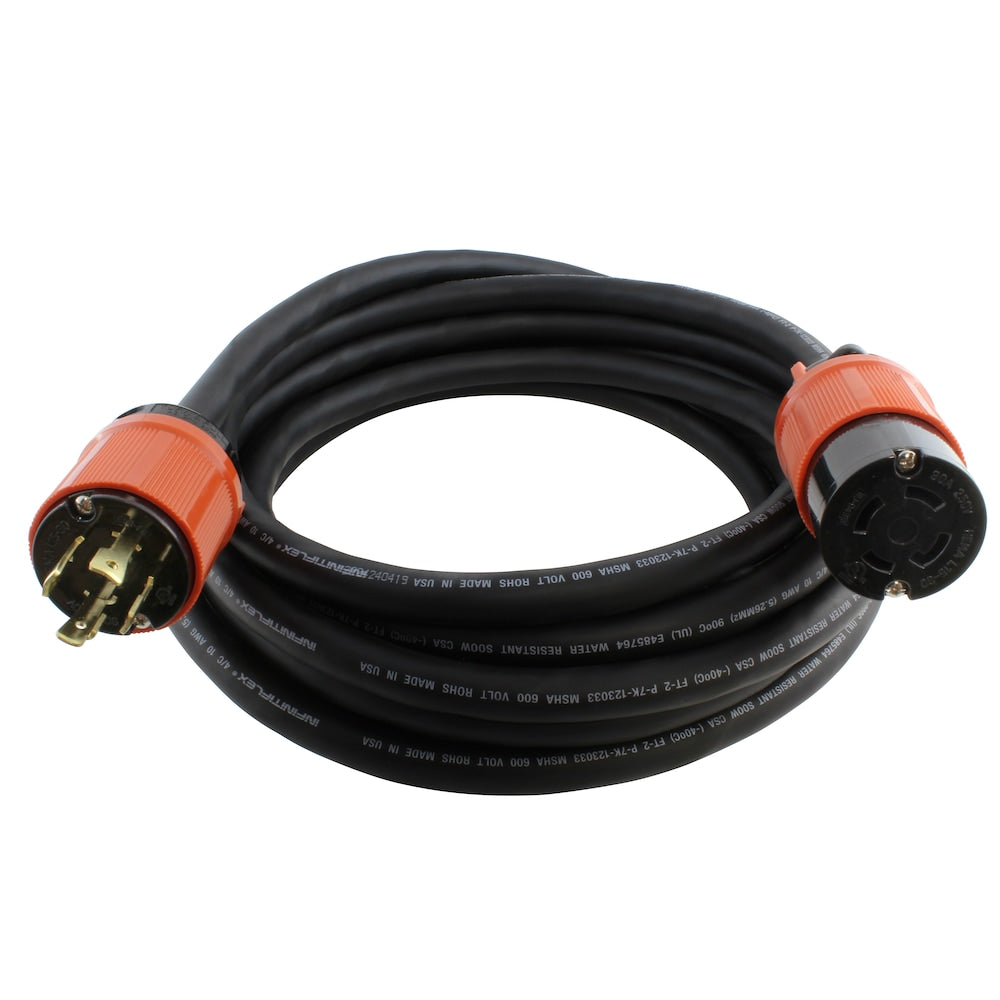 75ft SOOW 10/4 NEMA L15-30 30A 3-Phase 250V Industrial Rubber Extension Cord