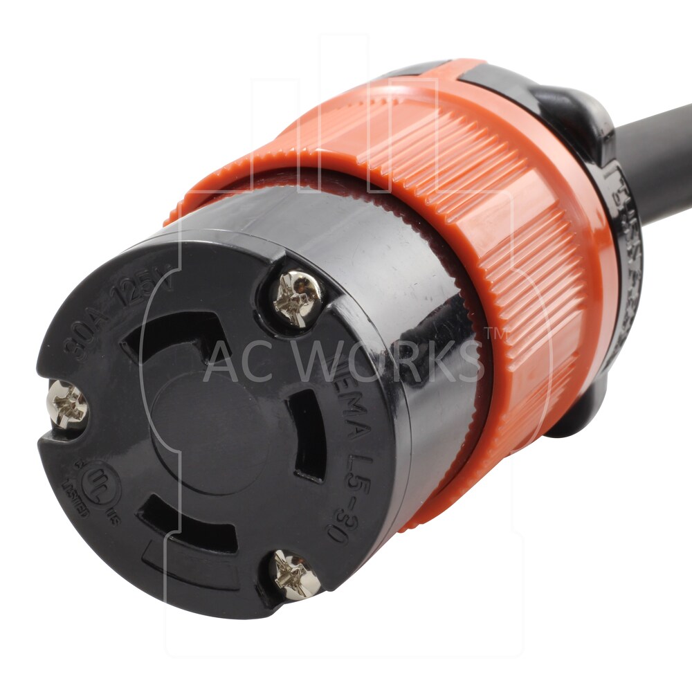 75ft SOOW 10/3 3-Prong NEMA L5-30 30A 125V Generator Rubber Extension Cord