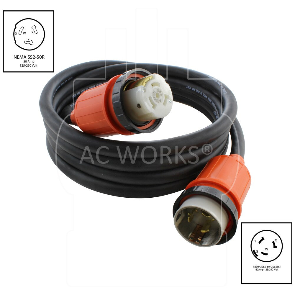 100ft 6/4 SOOW NEMA SS2-50 50A 125/250V Marine Boat Rubber Power Cord