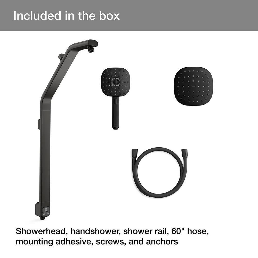 Ensemble combiné 3 en 1 de pomme de douche, pomme de douche à effet pluie et barre de douche à main Windet, montage mural simple en noir mat