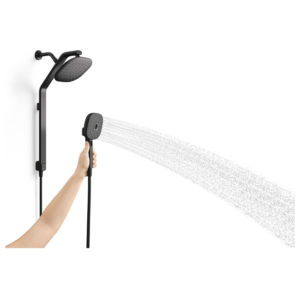 Ensemble combiné 3 en 1 de pomme de douche, pomme de douche à effet pluie et barre de douche à main Windet, montage mural simple en noir mat