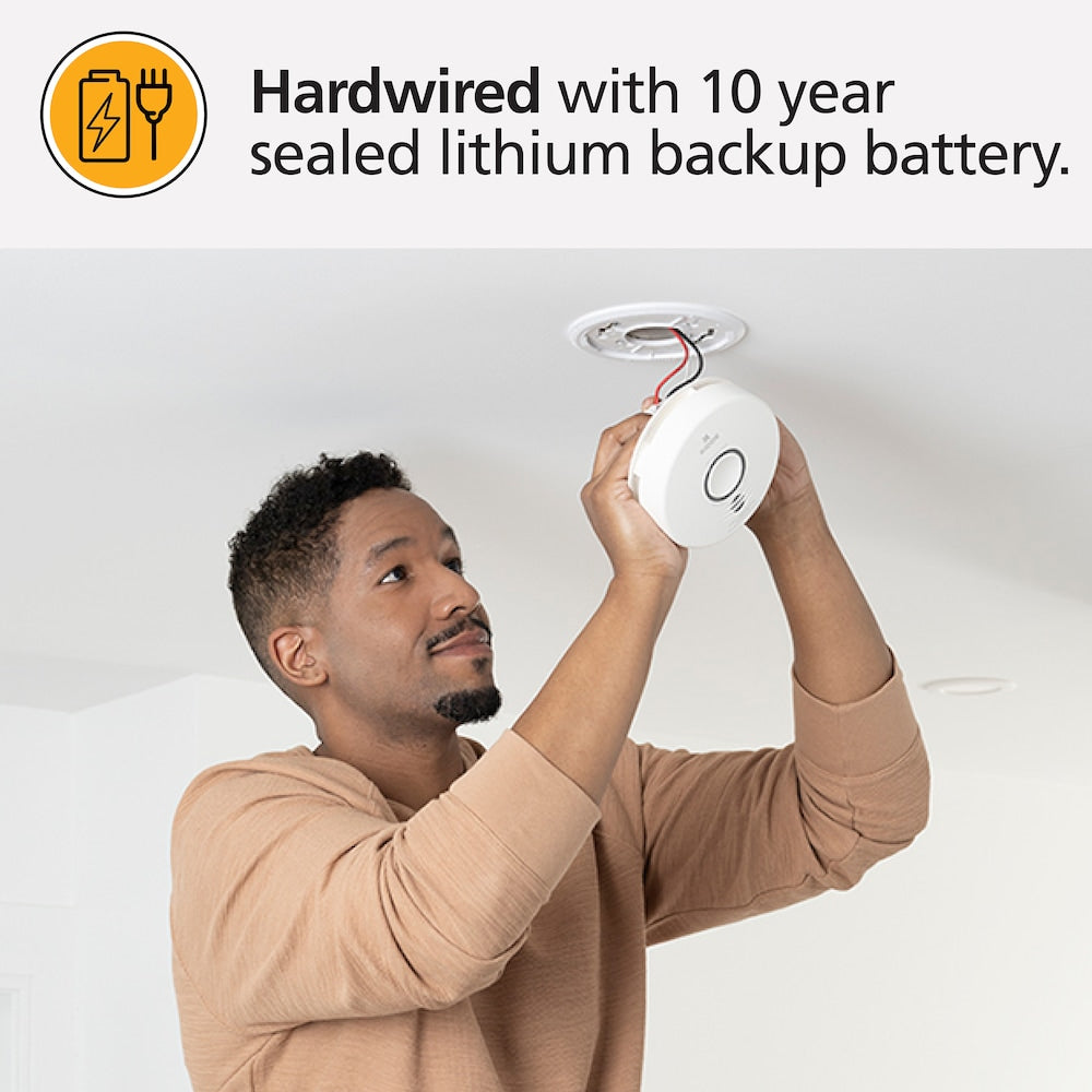 Hardwired Interconnected Combination Smoke and CO Alarm with Indoor Air Quality Monitor and Battery Backup