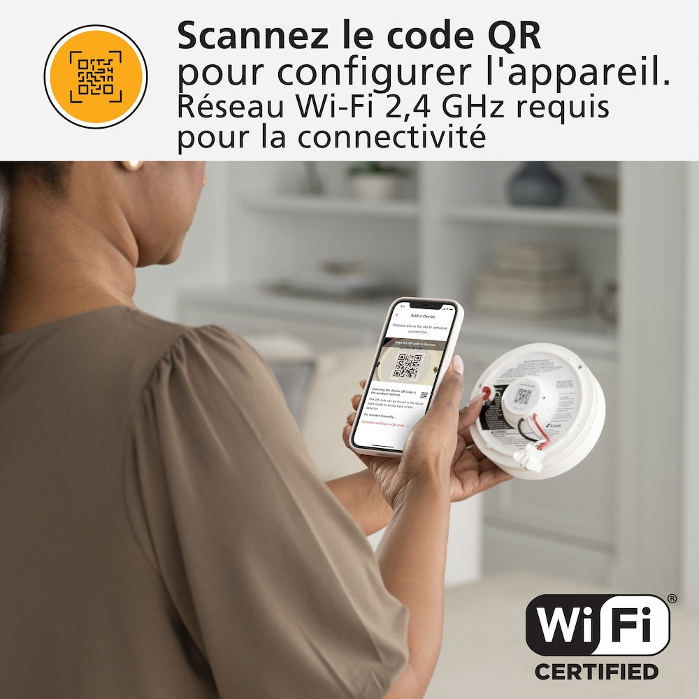 Hardwired Interconnected Combination Smoke and CO Alarm with Indoor Air Quality Monitor and Battery Backup