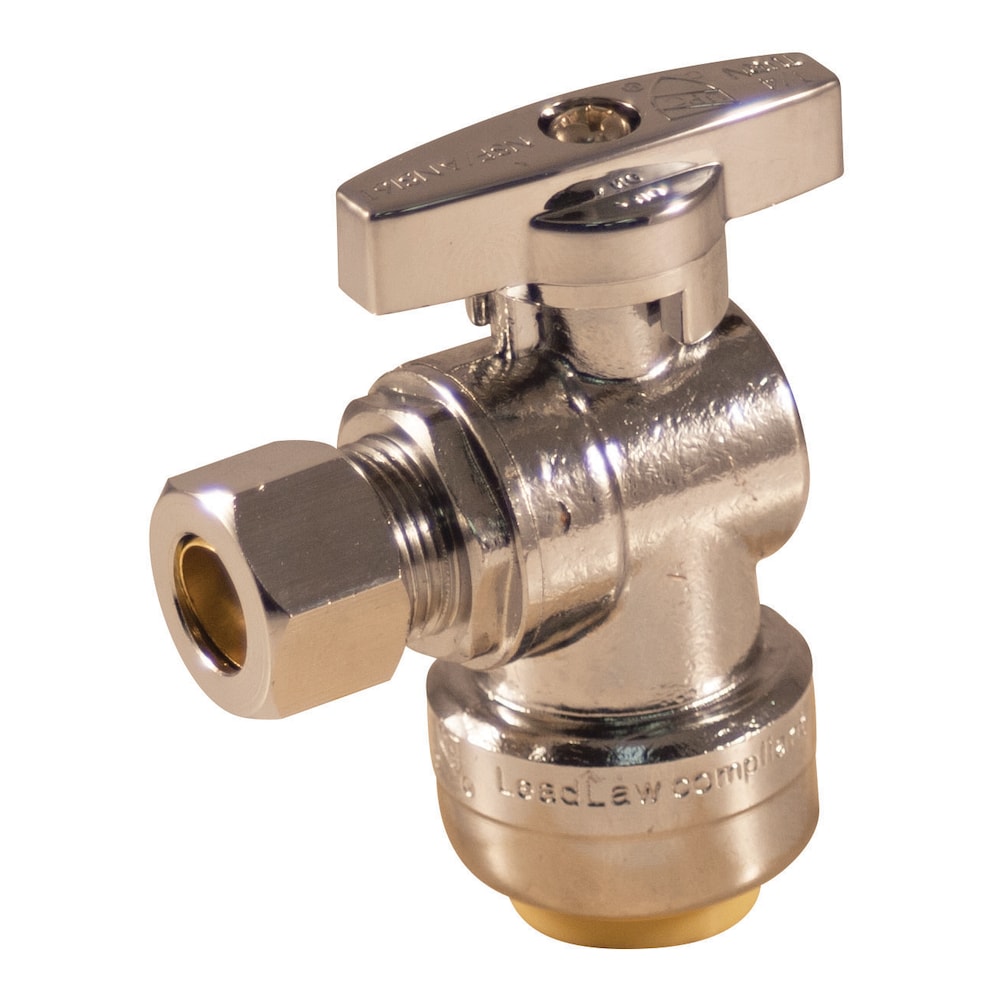 Arrêt d'alimentation quart de tour angle Push-Fit 1/2 pouce Push x 3/8 pouce OD Comp sans plomb paquet de 10