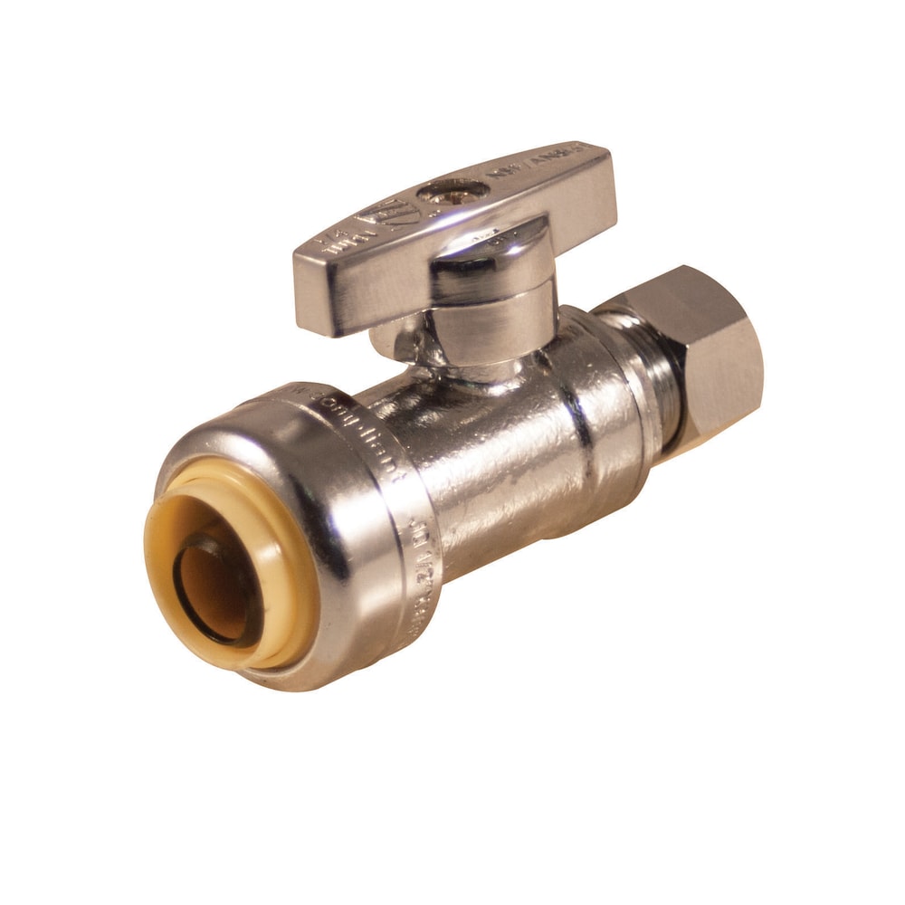 Arrêt d'alimentation quart de tour droit Push-Fit 1/2 pouce Push x 3/8 pouce OD Comp sans plomb paquet de 10