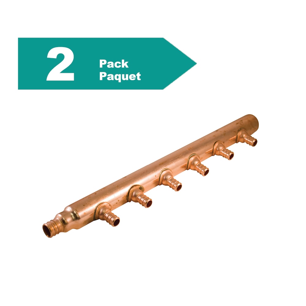 Manifold 3/4-inch PEX Inlet x Close End x 6 Branch 1/2-inch PEX Pack of 2