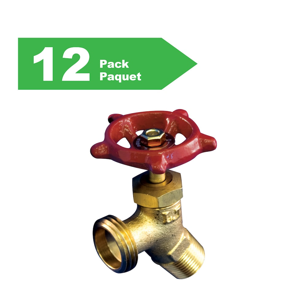 Boiler Drain Valve 1/2-inch Angle Brass Male Pack of 12