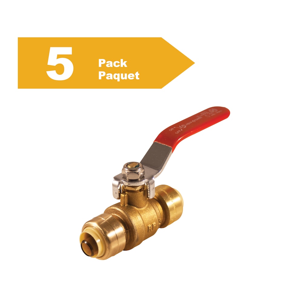 Ball Valve 1/2-inch Push-Fit Lead Free Pack of 5