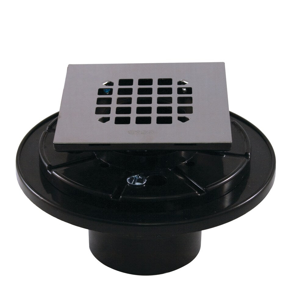 Drain de douche à grille carrée en acier inoxydable, grand corps avec pince, lot de 4