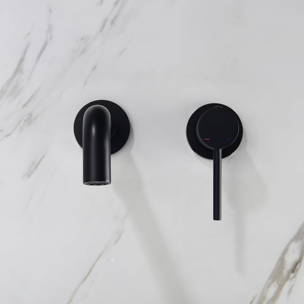 Single-Handle Wall Mount Bathroom Faucet in Matte Black