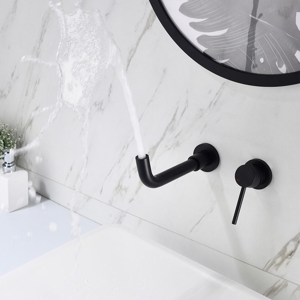 Single-Handle Wall Mount Bathroom Faucet in Matte Black