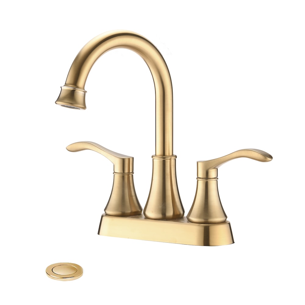 4 in. Centerset 2-Handle Swivel Spout Bathroom Faucet with Pop Up Drain in Brushed Gold