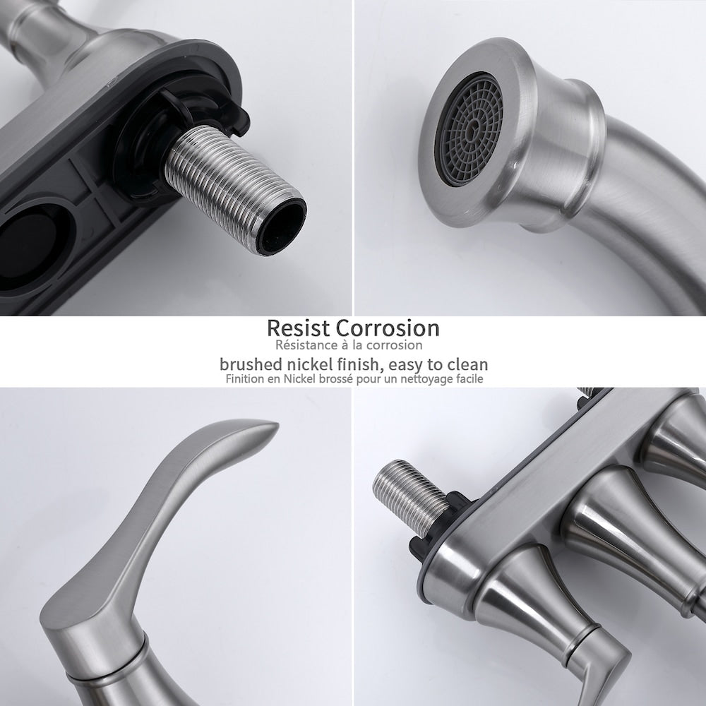 4 in. Centerset 2-Handle Swivel Spout Bathroom Faucet with Pop Up Drain in Brushed Nickel
