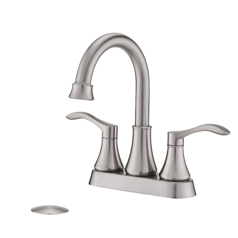 4 in. Centerset 2-Handle Swivel Spout Bathroom Faucet with Pop Up Drain in Brushed Nickel