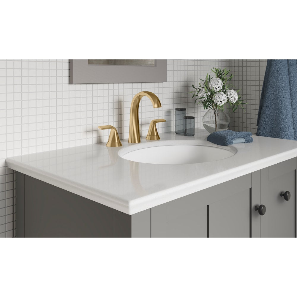 Cursiva Widespread 2-Handle Bathroom Sink Faucet in Gold
