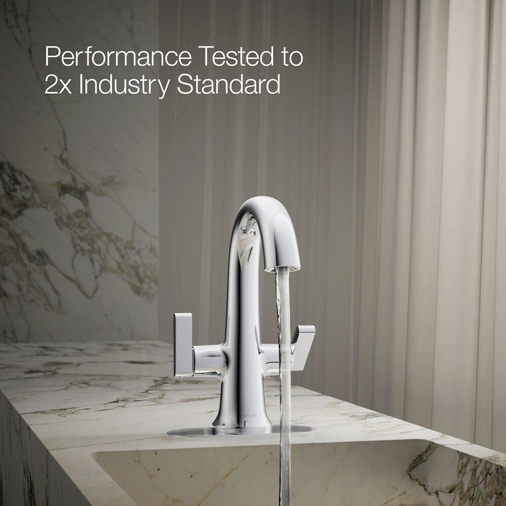 Robinet de lavabo de salle de bain monobloc Setra à 2 poignées en chrome