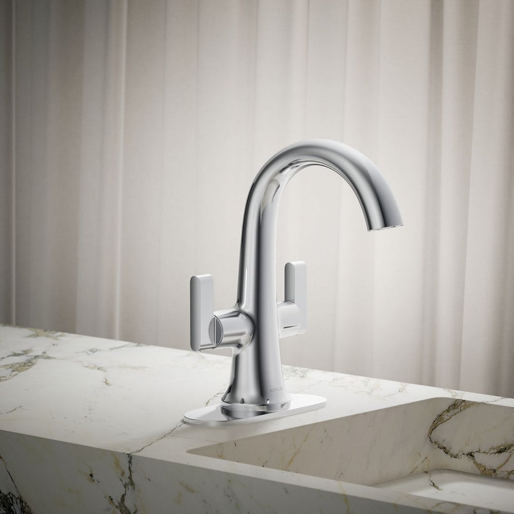 Robinet de lavabo de salle de bain monobloc Setra à 2 poignées en chrome