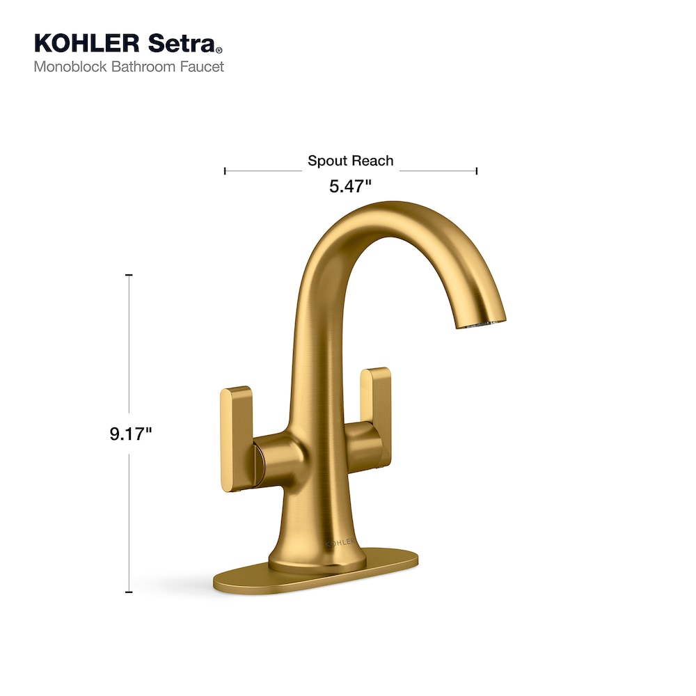 Robinet de lavabo de salle de bain monobloc Setra à 2 poignées en or