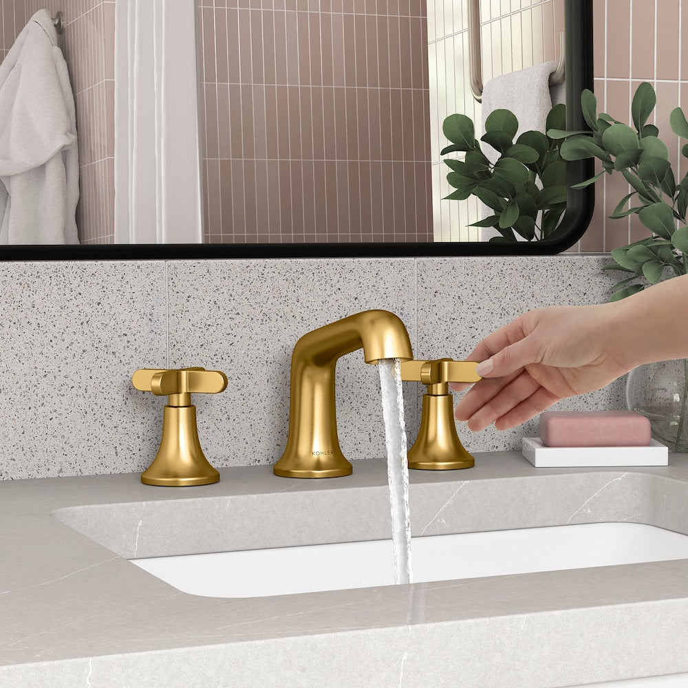 Robinet de lavabo de salle de bains à 2 poignées avec poignées croisées Setra en or