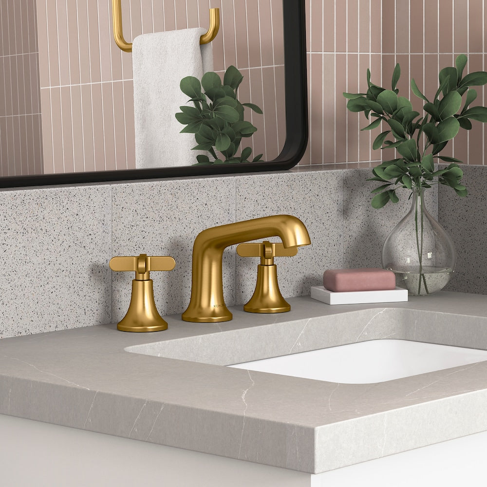 Robinet de lavabo de salle de bains à 2 poignées avec poignées croisées Setra en or