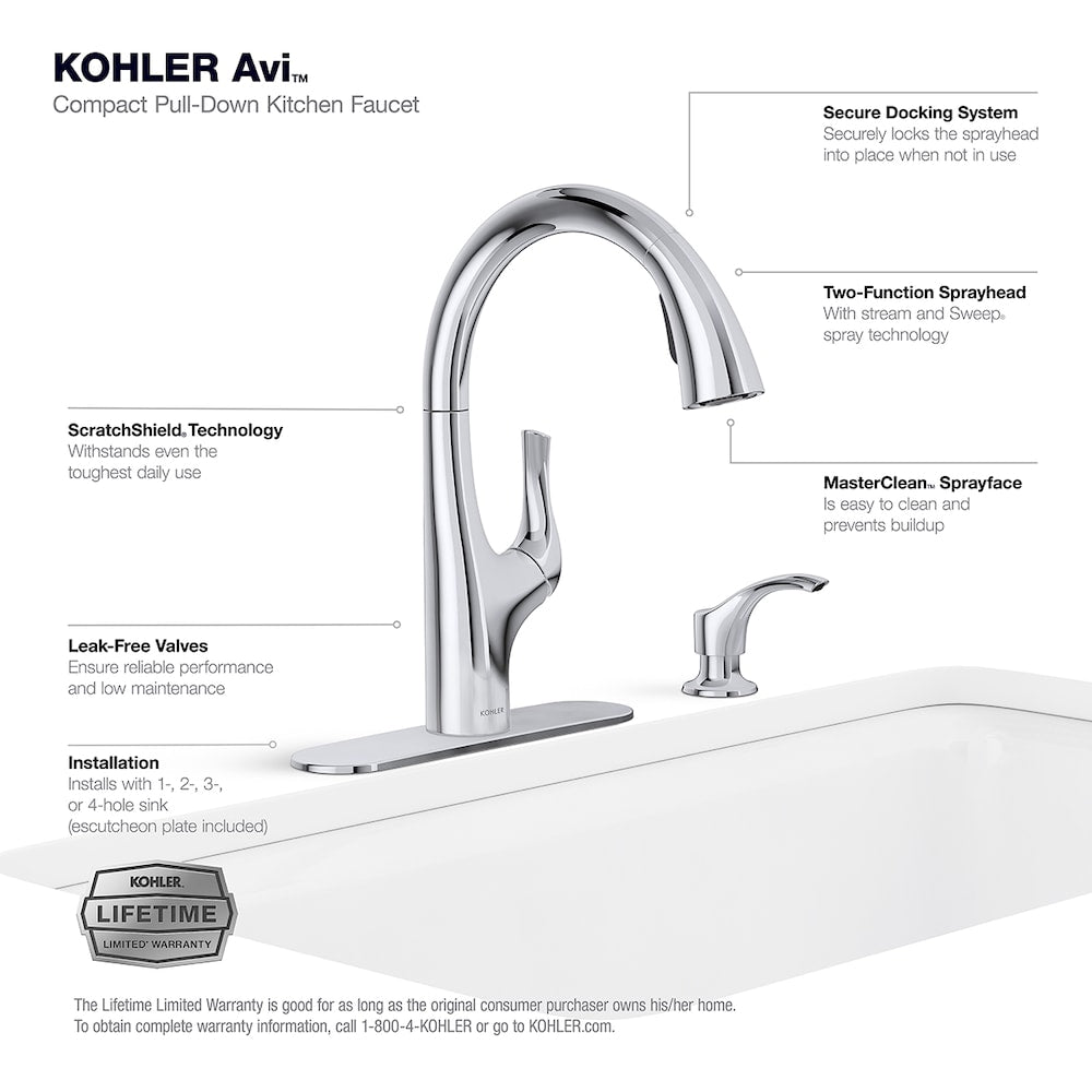 Avi Pull-out 1-Handle Kitchen Sink Faucet in Chrome